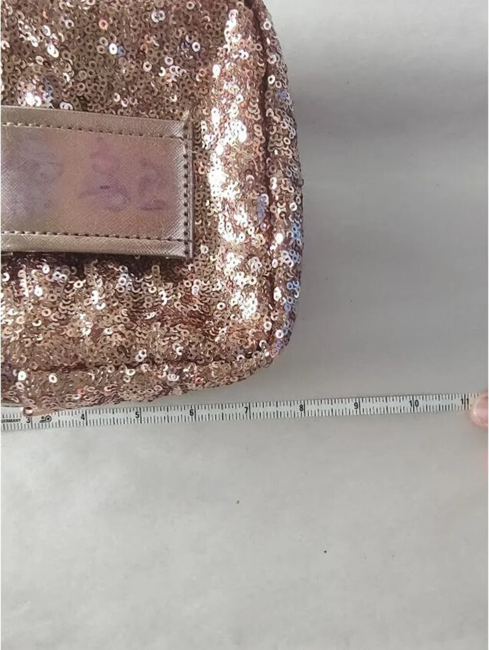 Loungefly Disney Parks Rose Gold Sequin Mini Backpack with Bow and Ears